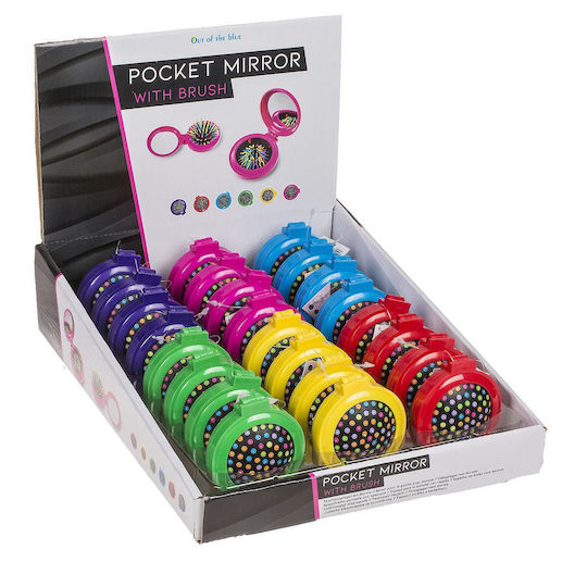 Pocket Mirror with Hairbrush Plastic Pocket Mirror Φ7cm In 6 Colors (1pcs)