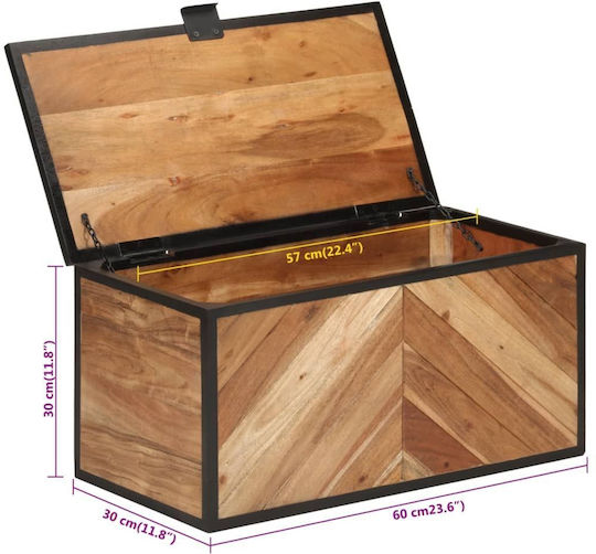 vidaXL Διακοσμητικό Μπαούλο Ξύλινο Καφέ 60x30x30εκ.