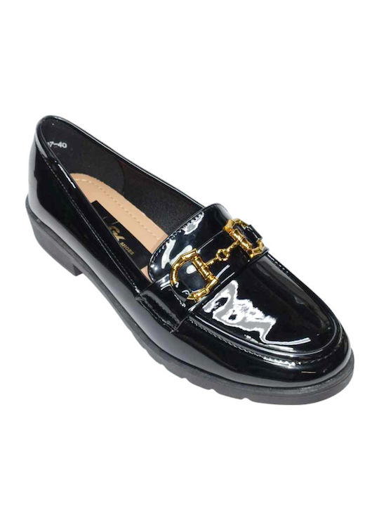 Oxfords din piele artificială de culoare neagră.