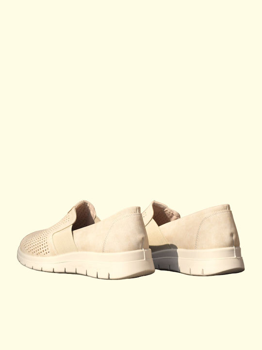 Mocasini anatomici bej cu design perforat în partea superioară (cod Spe24 )