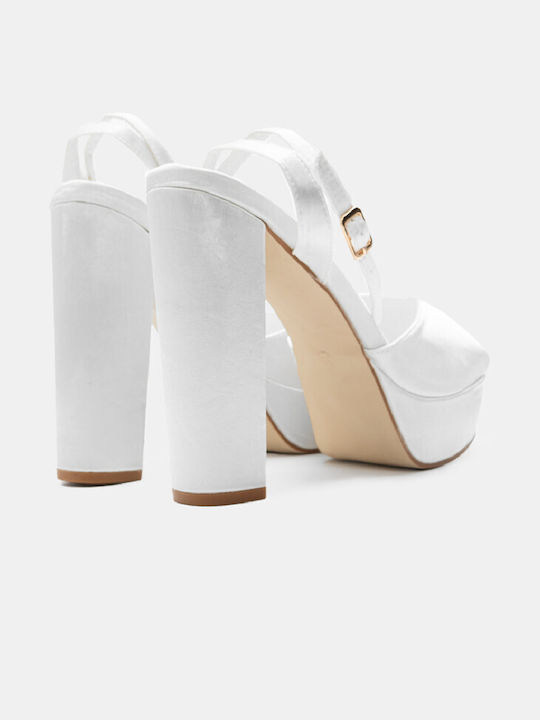 Satin Peep Toe Sandals With Twisted Strap & Fiat 4104704-white