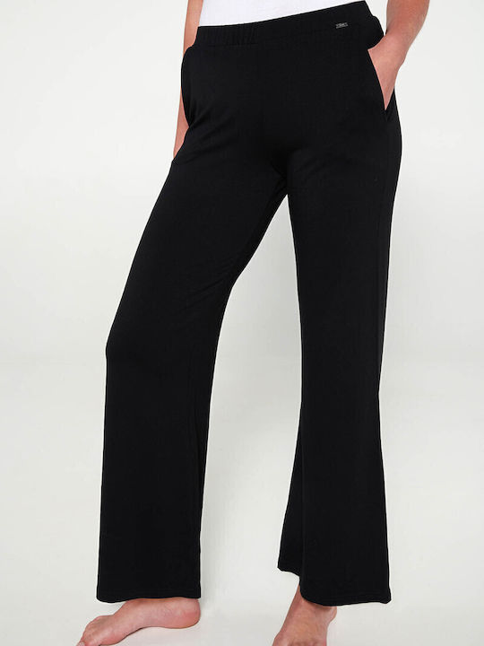 Women's Fabric Trousers Flared Blue Lapis
