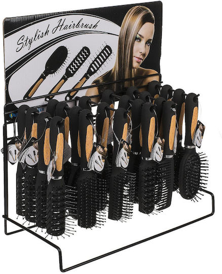 Hair Brush Black/Natural Plastic 18cm In 6 types