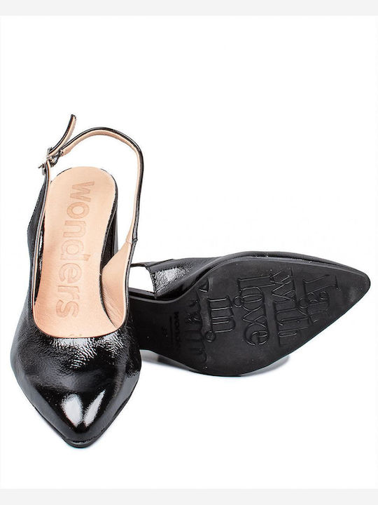 Women's Leather Pumps Wonders M-5802 Lack V Negro Black