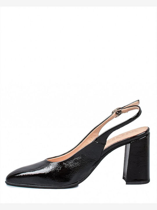 Pantofi cu Toc din Piele pentru Femei Wonders M-5802 Lack V Negru