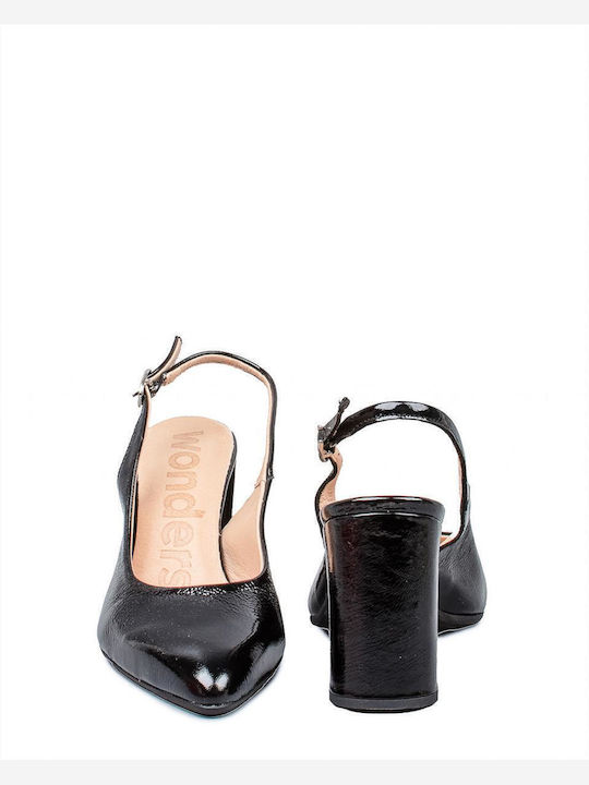 Pantofi cu Toc din Piele pentru Femei Wonders M-5802 Lack V Negru