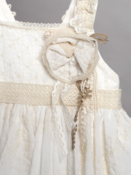 Rochie de Botez Ecru New Life, Accesorii de Păr & Jachetă Set 3 piese 2808-2