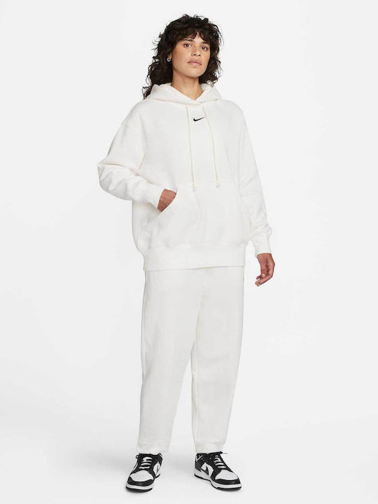 Nike Long-Sleeve Top W Nsw Phnx Flc Os Po Hoodie White Women