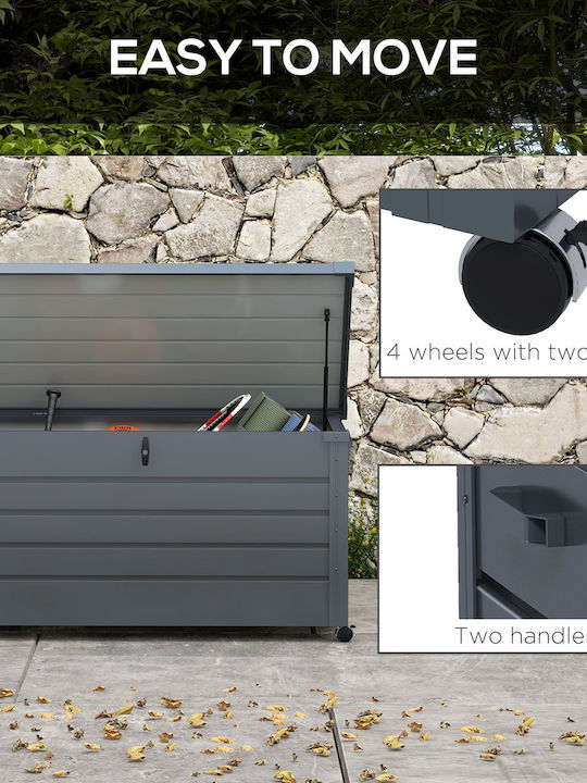 Outsunny 311l Outdoor trunk with lock and 2 handles, made of galvanized steel, 120x62x66 Cm, dark grey