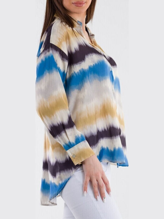 Damen Shirt mit Druck - Blau 15237
