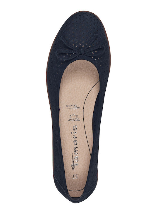 Tamaris 1-22121-42 805 Navy Δερμα Μπαλαρινες Γυναικειες