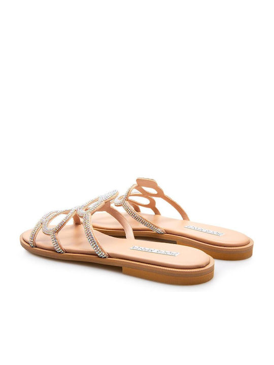 Leather Women's Flat Sandals in Silver Color