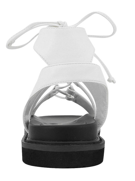 Leather Women's Flat Sandals White