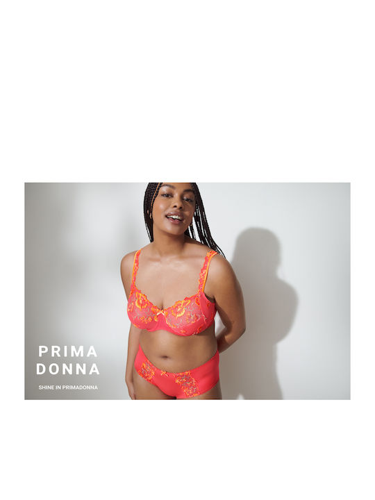 Primadonna Devdaha 0163440-trc Full Cup Bra For Big Breast With Embroidered Lace, Coral