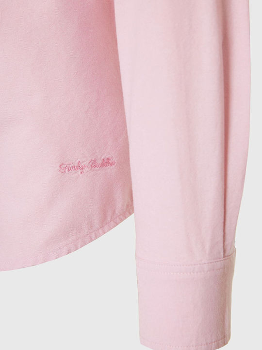 Langärmlig Baumwolle Hemd Rosa