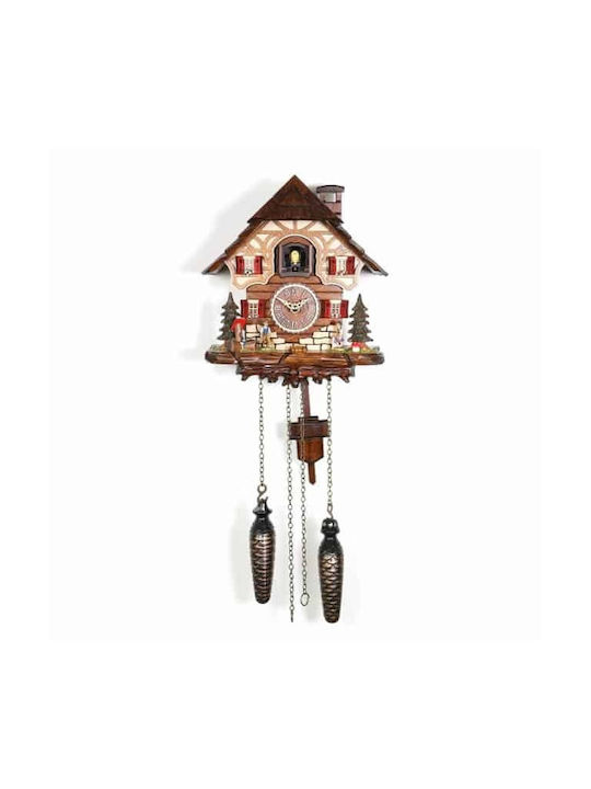 Cuckoo clock with handmade Alpine house show and music