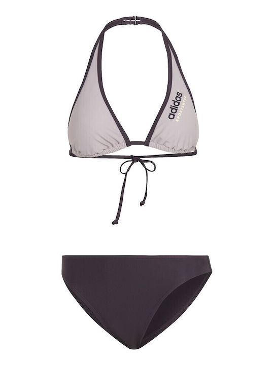 Padded Sportswear Neckholder Set Bikini Τριγωνάκι Γκρι