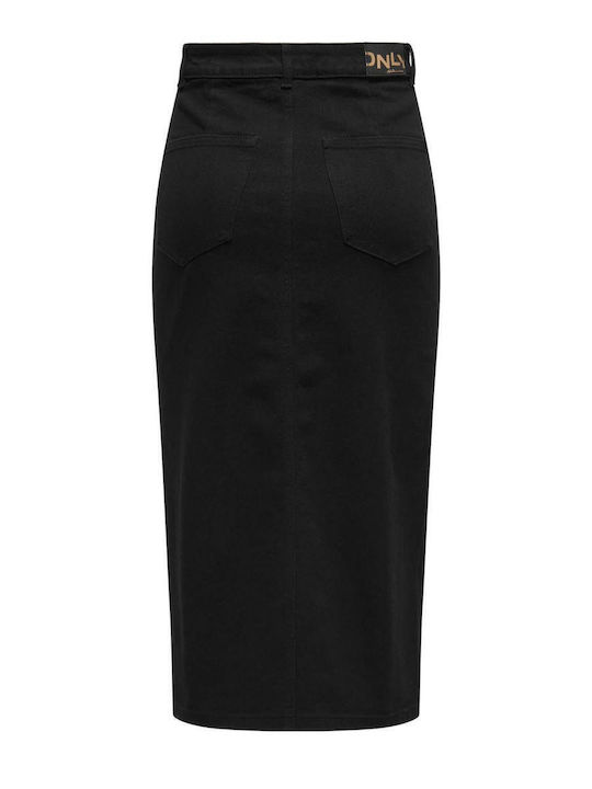 Denim Midi Skirt Black