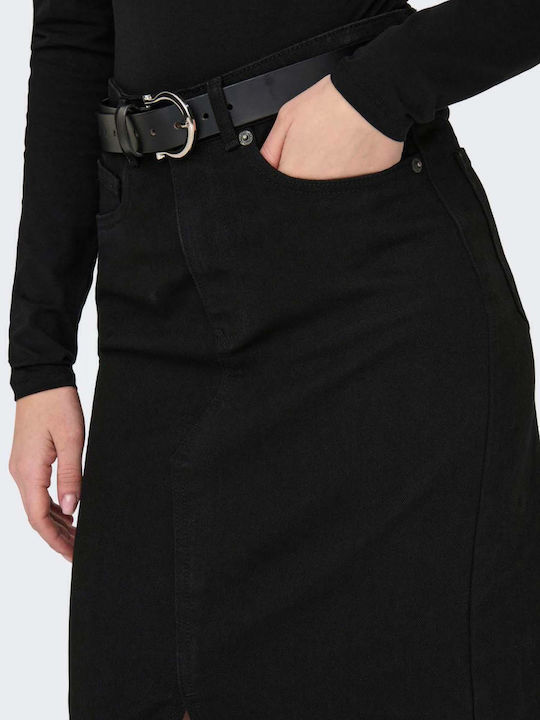 Denim Midi Skirt Black