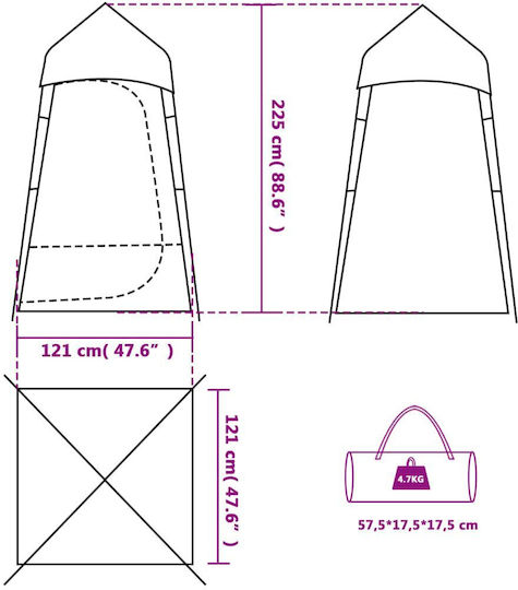 vidaXL Καλοκαιρινή Σκηνή Camping Τουαλέτας Πράσινη 121x121x225εκ.