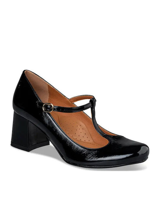Envie Schuhe E02-19057 T-Riemen Pumps Schwarz