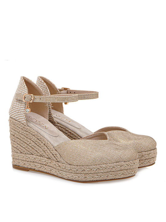 Seven Platforme dama în stil espadrile Bej