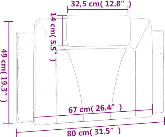 vidaXL LED-Kopfkissen für Kopfteil aus Kunstleder Schwarz 80 x 49 cm