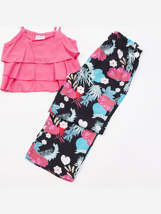 Trax Kids Set with Pants Summer 2pcs Fuchsia Μπλουζάκι