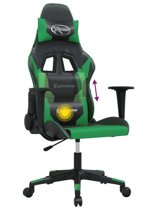 vidaXL 345448 Gaming Chair with Adjustable Arms Black / Green