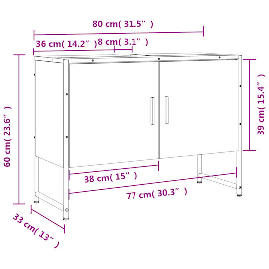 vidaXL Waschtisch ohne Waschbecken L80xB33xH60cm Sonoma Oak