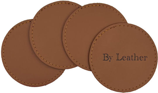 ByLeather Rotund Suporturi pentru pahare Piele ecologică 9cm 4buc