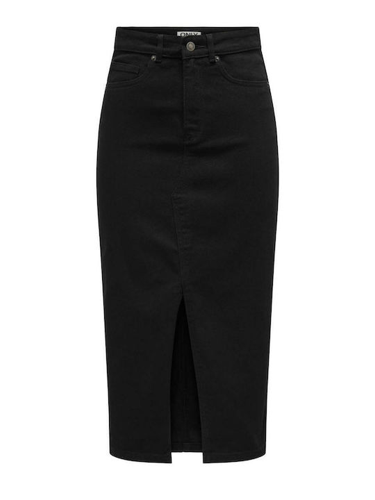 Denim Midi Skirt Black