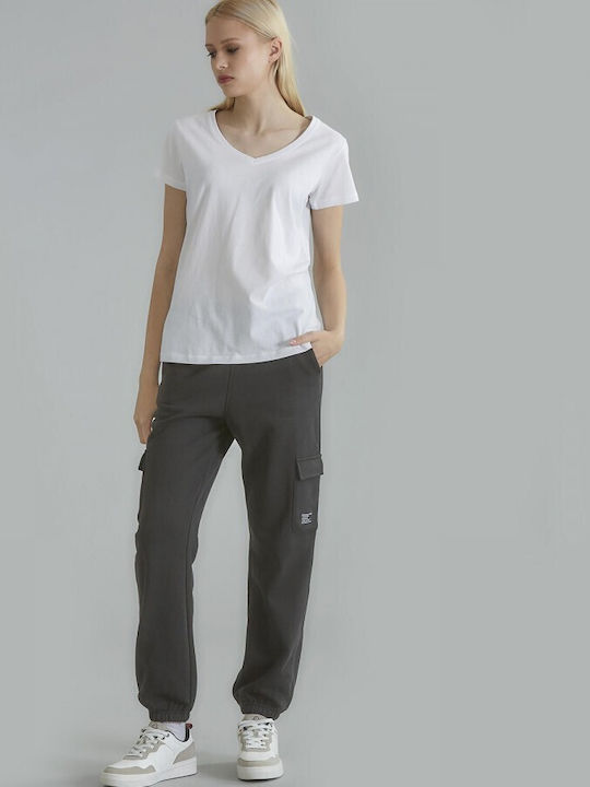 Women's T-shirt with V Neckline White