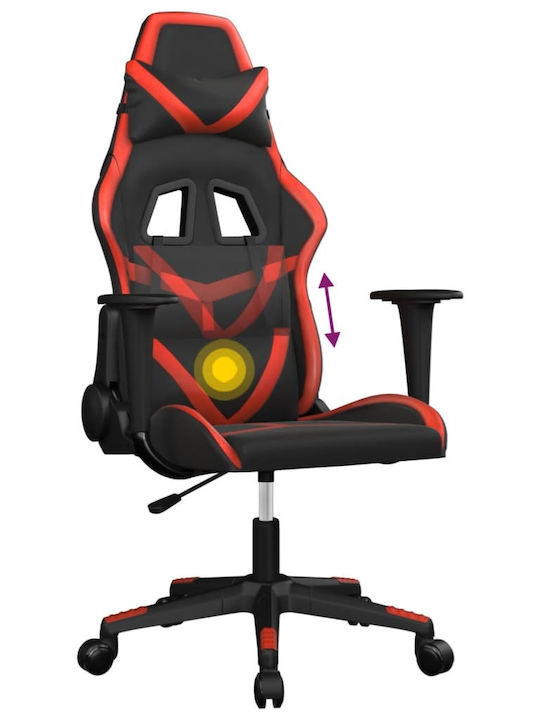 vidaXL 345424 Καρέκλα Gaming Δερματίνης με Ρυθμιζόμενα Μπράτσα Μαύρο / Κόκκινο