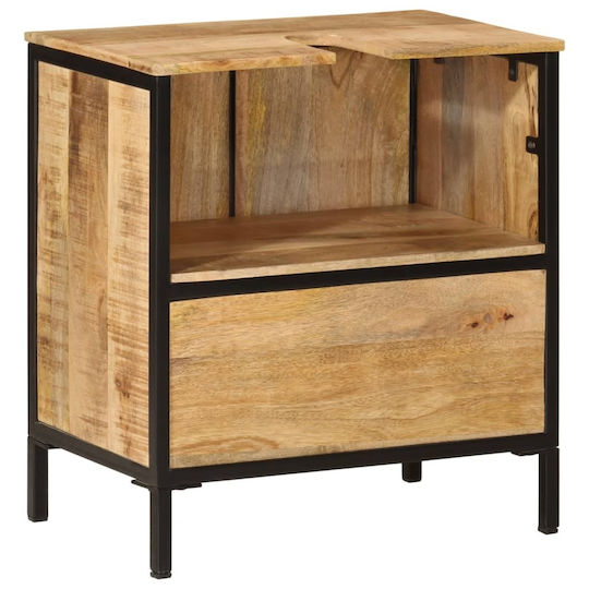 vidaXL Countertop with Sink L55xW35xH60cm Massif Wood