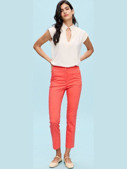 Damen Stoff Hose Coral