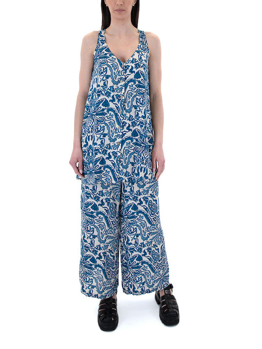 Namaste Women's Blue Set with Trousers in Wide Line