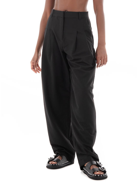 Vero Moda Γυναικείο Ψηλόμεσο Υφασμάτινο Παντελόνι Black