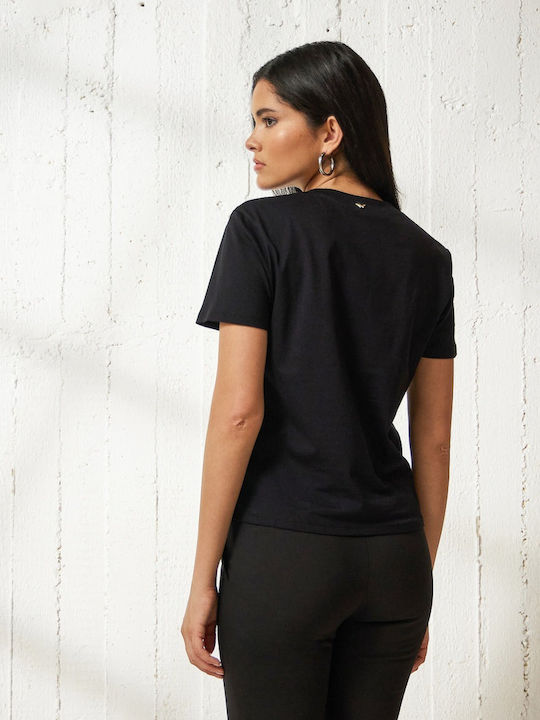 Enzzo Γυναικείο T-shirt Animal Print Black