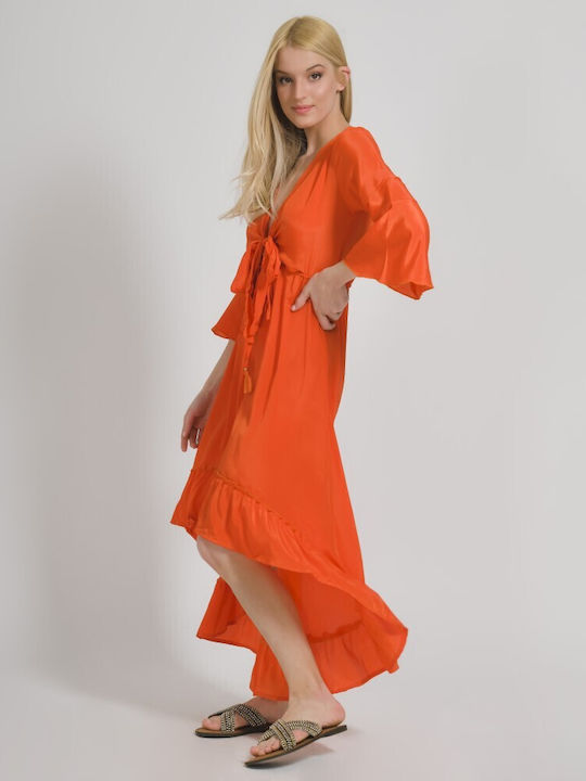 Ble Resort Collection Dress with Ruffle Orange