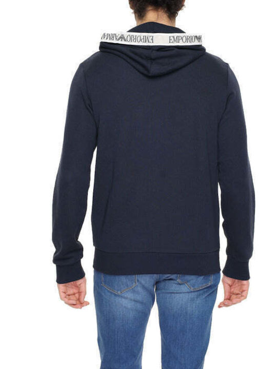 Emporio Armani Men's Sweatshirt Jacket with Hood Blue