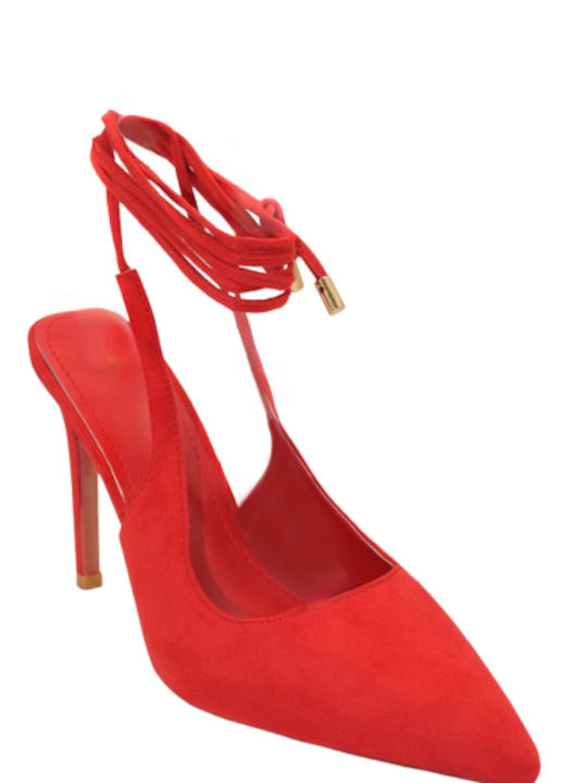 Morena Spain Suede Pointed Toe Red High Heels