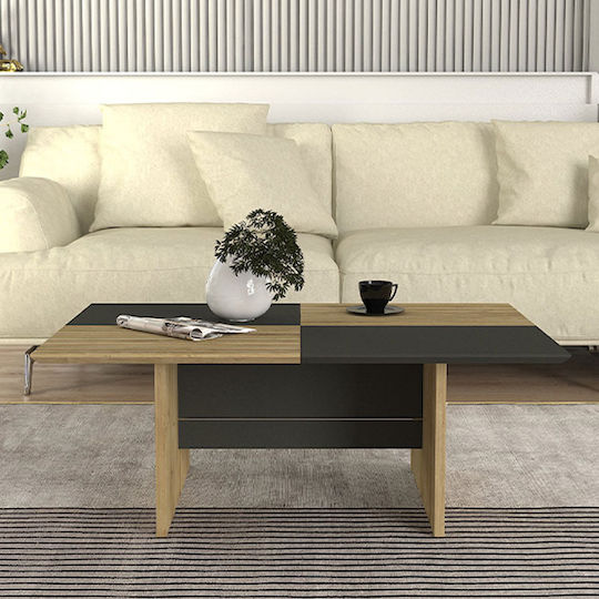 Ορθογώνιο Κεντρικό Τραπεζάκι Venita Ξύλινο Sapphire Oak - Ανθρακί Μ90xΠ60xΥ33.8εκ.