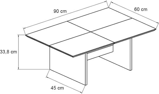Ορθογώνιο Κεντρικό Τραπεζάκι Venita Ξύλινο Sapphire Oak - Ανθρακί Μ90xΠ60xΥ33.8εκ.