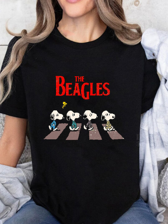 Fruit of the Loom Snoopy The Beagles Original T-shirt Black Cotton