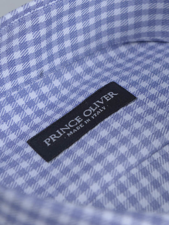 Prince Oliver Men's Shirt Long Sleeve Cotton Checked Blue