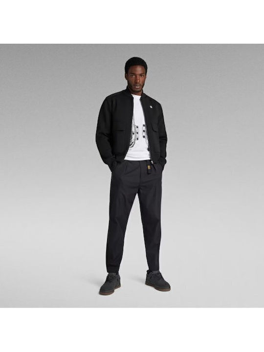 Pleated Παντελόνι Chino σε Relaxed Εφαρμογή Μαύρο