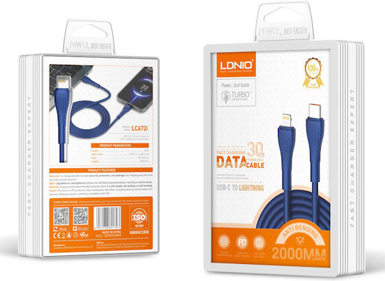 Ldnio USB-C to Lightning Cable 30W Blue 2m