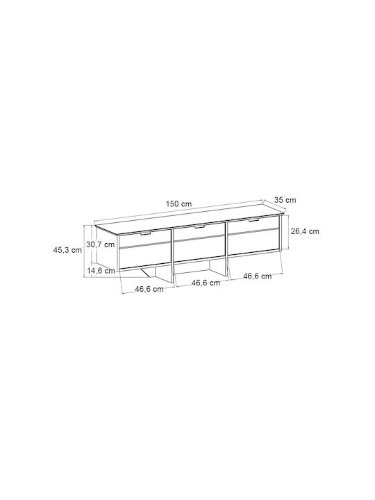 Stand TV Venita Sapphire Stejar Antracit L150xA35xÎ45.3cm