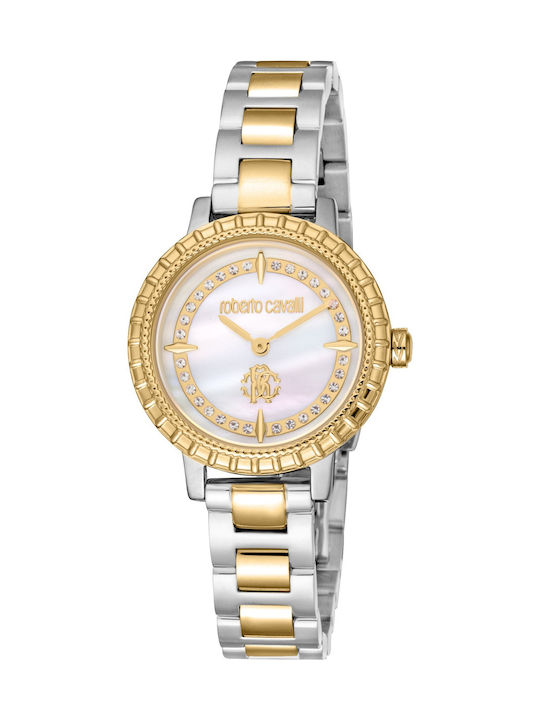 Roberto Cavalli Glam Watch with White Metal Bracelet